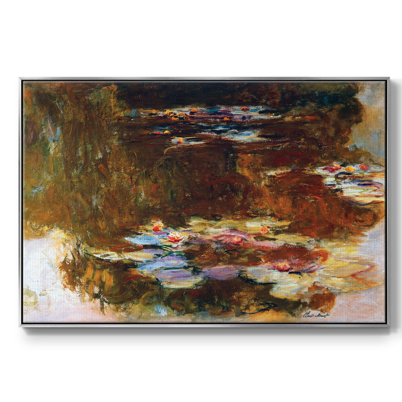 Water Lily Pond, 1917 02, toile tendue avec châssis de qualité supérieure 40MONET, H 27 po x l 41 po x P 2 po, Argent
