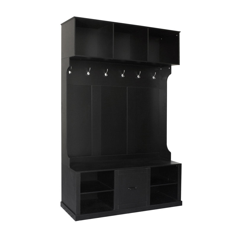 U-Can 57'' Hall Tree With 6 Hooks, Black