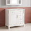 Meuble-lavabo autoportant avec comptoir en céramique, tiroir de rangement escamotable, tablette réglable et support de porte-133423067