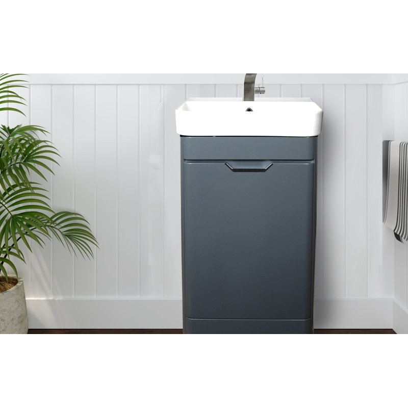 Michener 19 " W Freestanding Standard Free Standing 1 Single Vanity Bathroom Vanity With Ceramic Top, Gray