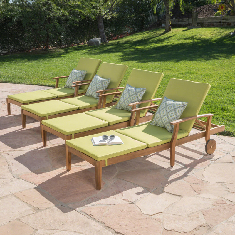Chaise longue inclinable avec coussin Bevelyn, Vert