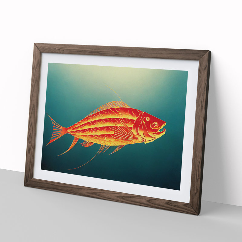 Tranquil Fish Abstract - Framed Print, 46cm H x 64cm W x 2cm D, Walnut Framed