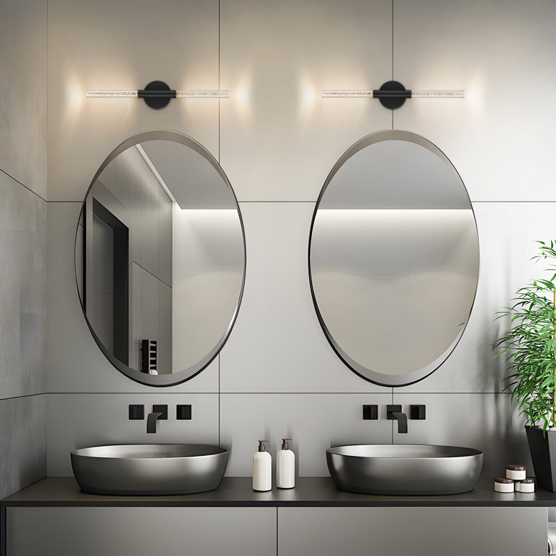 Éclairage pour salle de bain 2 lumières DEL à intensité variable, Noir mat, 24 po de largeur, 2