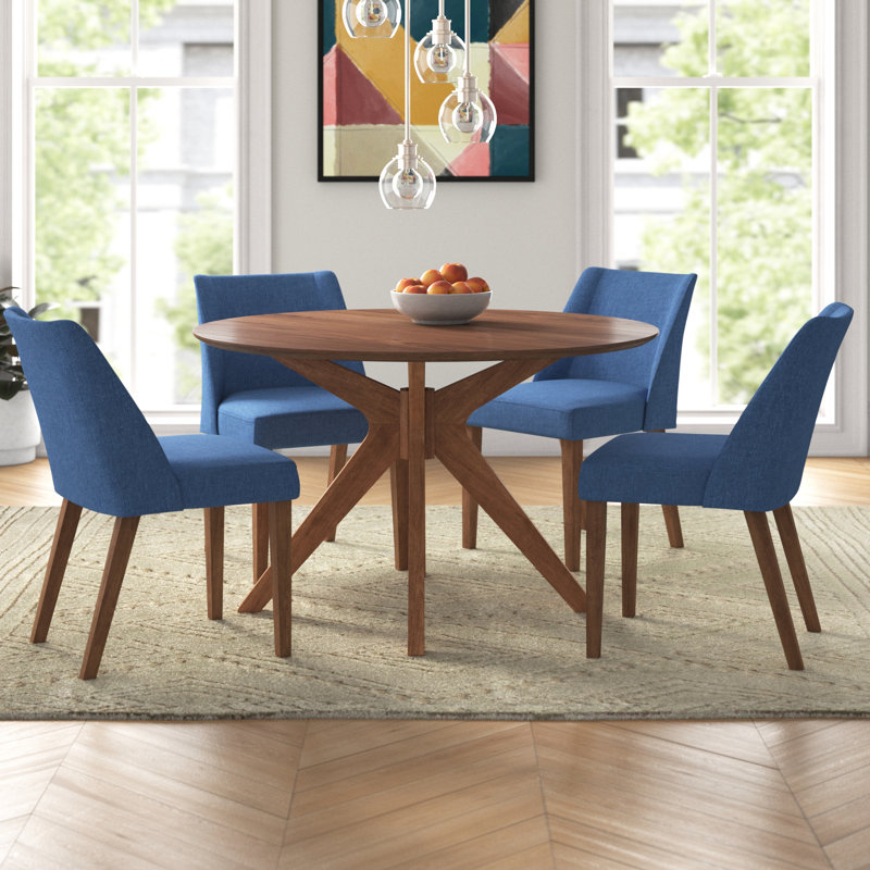 Didmarton 5 Piece Pedestal Table Set, Blue