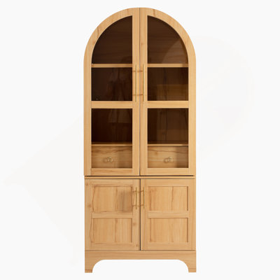 Arched Kitchen Pantry Cabinet With Hidden Drawer, Storage Cabinet With Adjustable Shelves For Kitchen, Dining Room