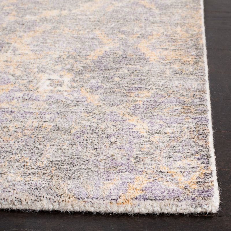 Culpeper Hand Tufted Wool/Viscose Pile Abstract Rug in Charcoal/Ivory, Square 6'