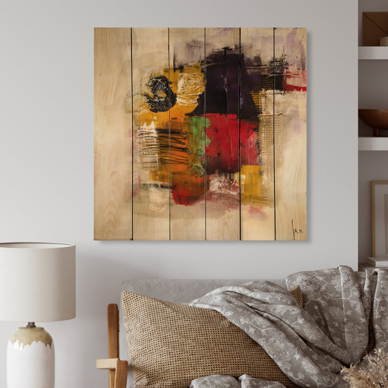 «Abstract Energetic Color Dance», reproduction sur bois sans cadre, H 16 po x l 16 po x P 1 po