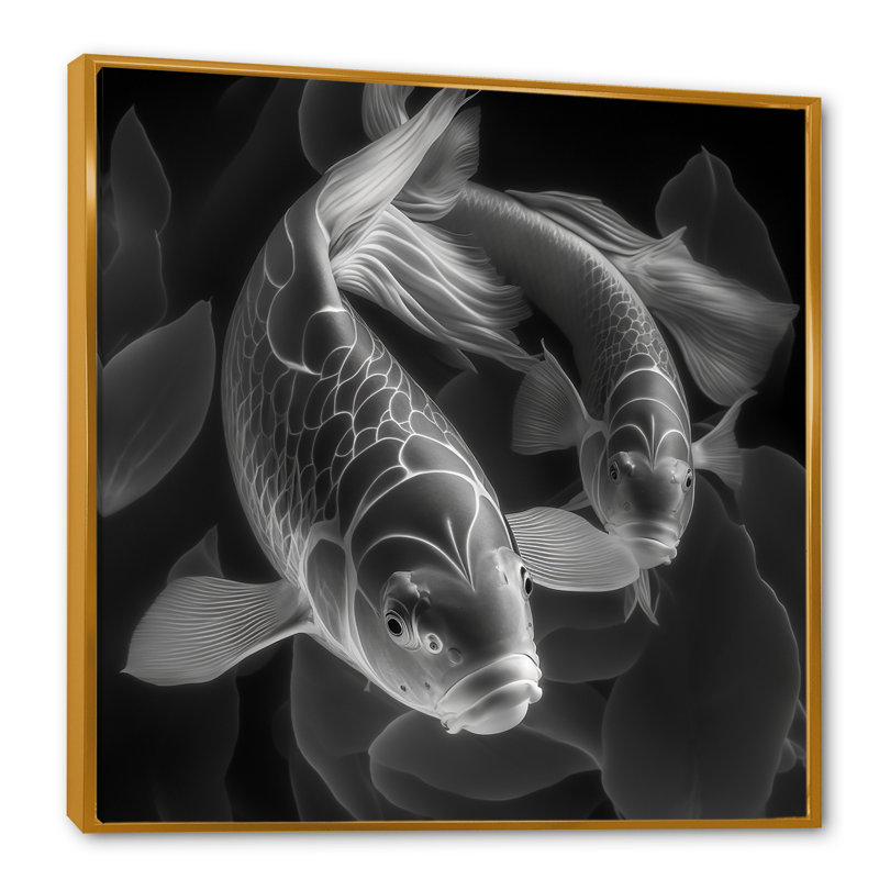 «Muallam Monicolo Koi Fish», reproduction sur toile, L 30 po x H 30 po, Cadre flottant doré