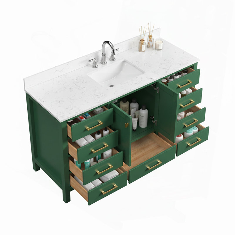 Meuble-lavabo autoportant 60 po avec lavabo simple et cadre en bois massif 60 po