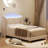 Twin Platform Bed Frame with LED Lights & Upholstered Storage Headboard, Velvet Fabric, No Box Spring Needed-1357506142