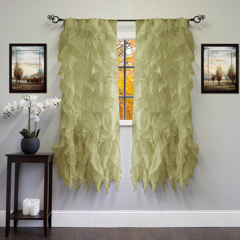 Fulda Semi Sheer Curtain Single Panel, 50" W x 84" L, Sage