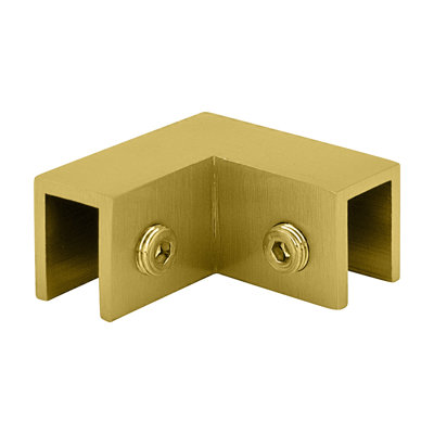 Pince à 90 degrés au-dessus d'une douille en verre pour une finition de laiton satiné d'une épaisseur de 5/16 po à 1/2 po (8 mm à 12 mm)