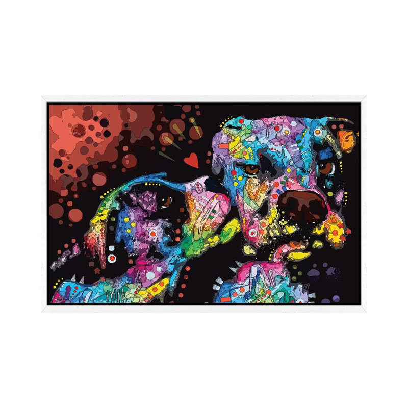 It's Just Puppy Love by Dean Russo - Print on Canvas, White Framed, 45.72cm H x 66.04cm W x 3.81cm D