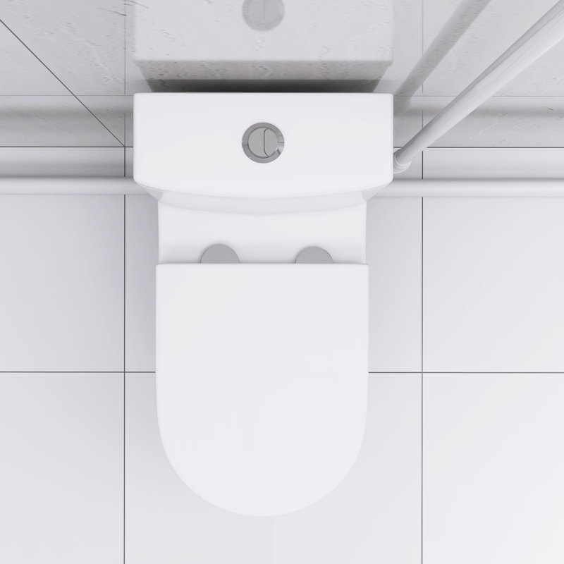 600W Toilet In Basement: Dual Flush, 17.25" Compliant Seat, Soft-Close, 3 Water Entries, White Modern For Macerating System, Comfort, Soft-Close Inlets,