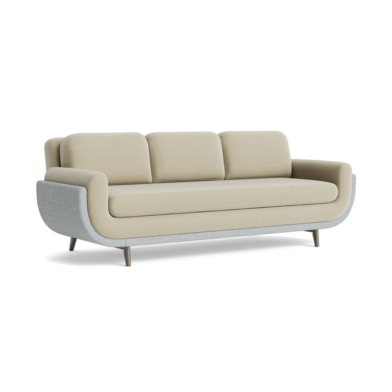 Regatta 90 Sofa, Performance Linen-Flax/Textured Weave-Sky Blue, Driftwood