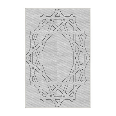 Tapis noir/blanc cassé tissé à la machine