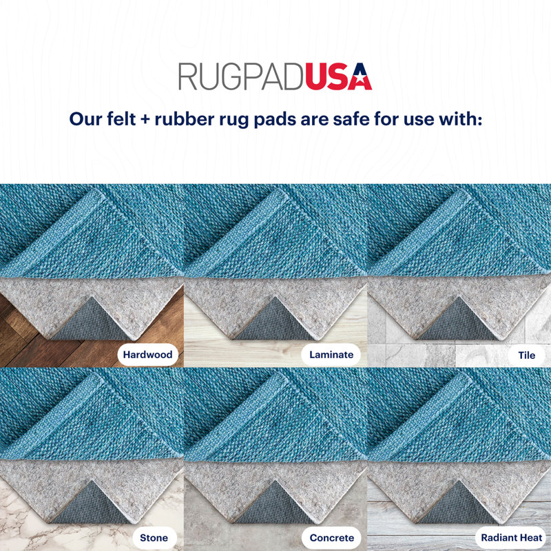 Classic Non-Slip Felt & Rubber Rug Pad (1/4"), Rectangle 3' x 5', 0.38"