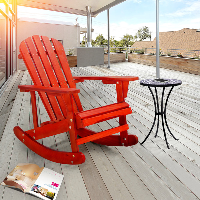 Chaise Adirondack en bois massif Almat, Rouge