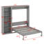 Lit escamotable mural Murphy avec tablettes de rangement-701603007