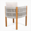 Ensemble de 2 chaises de salle à manger d'extérieur en bois d'acacia avec poignées en corde mélangées blanches, coussins lavables et imperméables beiges, capacité de 400 lb