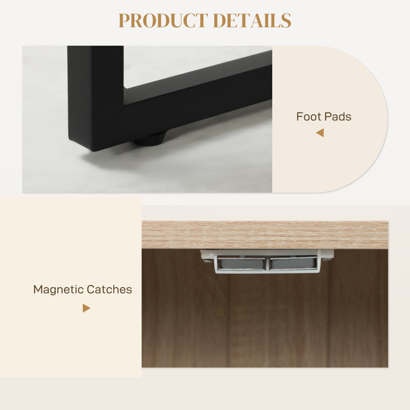 Buffet moderne, buffet avec tablettes réglables, chêne