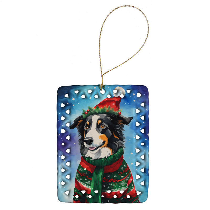 Ornement en porcelaine Border Collie, Border collie 3377