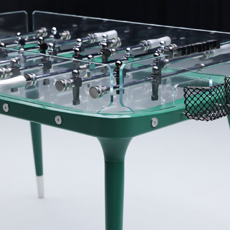 Table de soccer haut de gamme en bois de noyer vert minimaliste