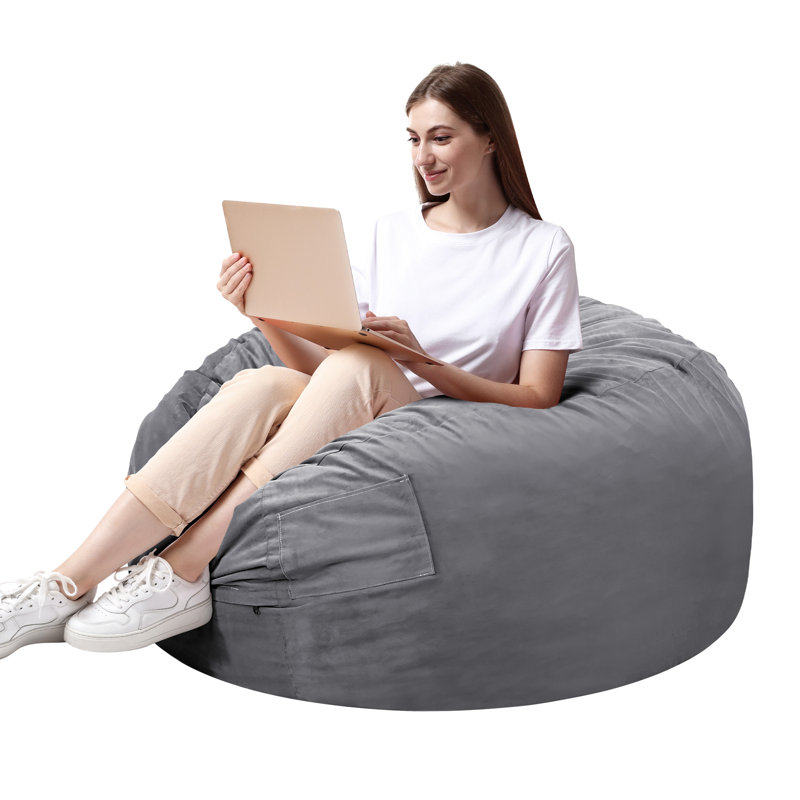 Standard Bean Bag Chair for Adults, Pre-Filled Furniture with Soft Removable Cover, Comfy Kids Refillable Sofa for Living Room Bedroom Dorm