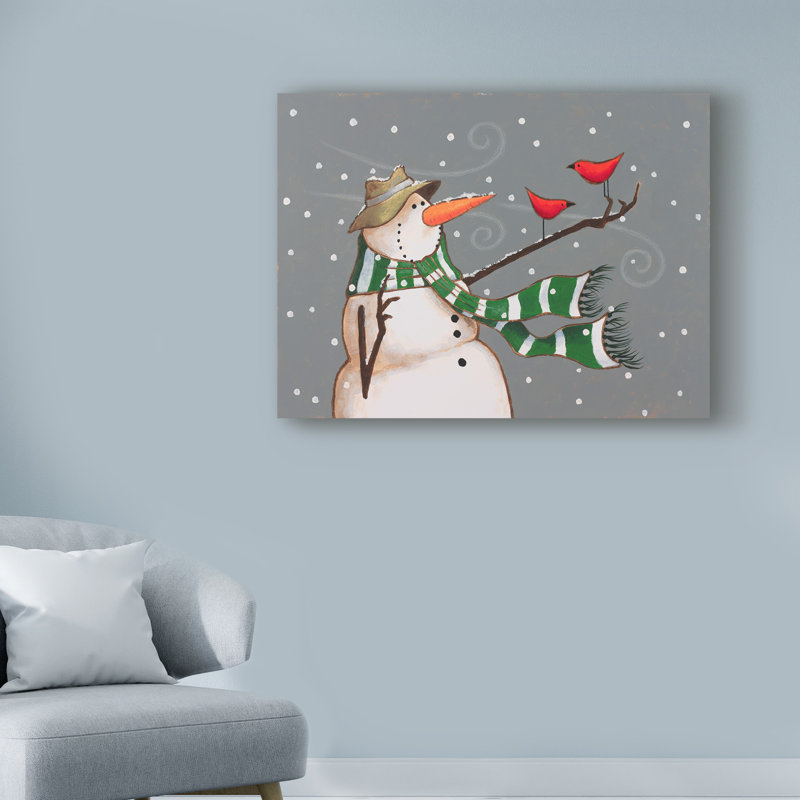 «Snowman Scarf» par Margaret Wilson, reproduction sur toile, H 24 po x l 32 po x P 2 po