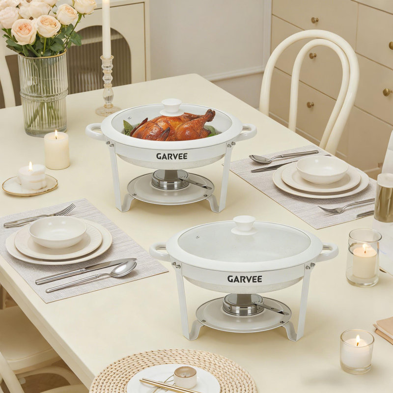Ensemble de buffet à vaisselle rond 5QT blanc du 2/4/6 pour les fêtes, les mariages, les restaurants et la restauration