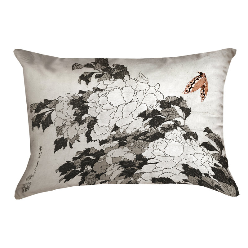 Coussin lombaire rectangulaire Katsushika Hokusai, Orange et gris