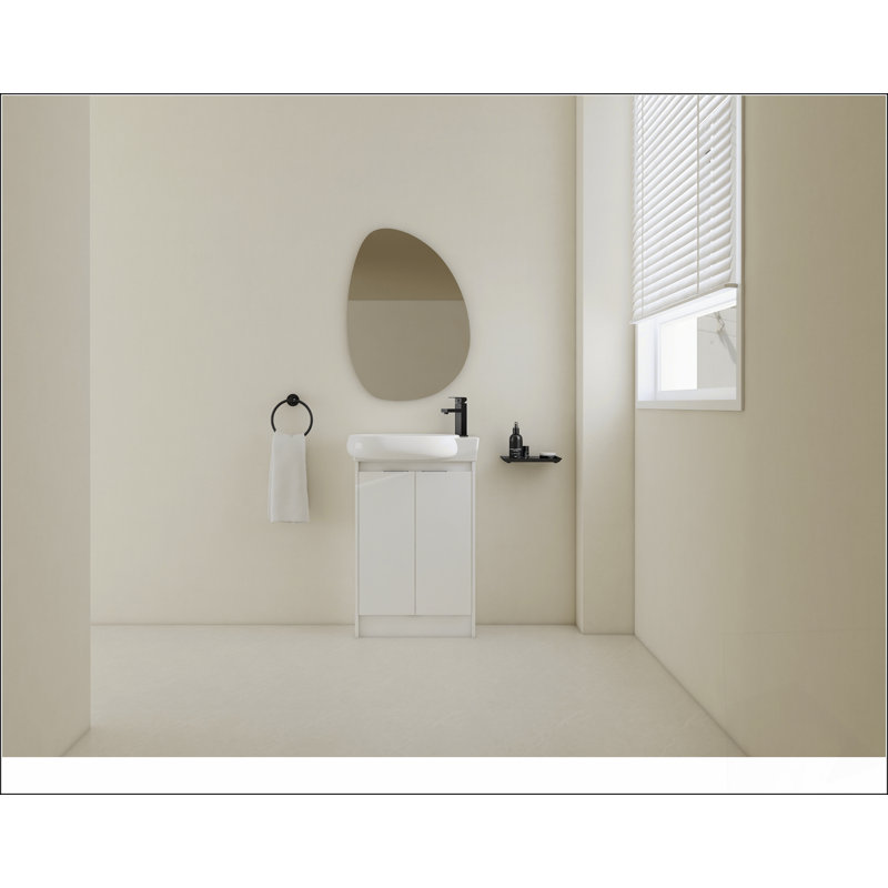 Meuble-lavabo autoportant de 23 po avec lavabo et portes à fermeture douce, Blanc