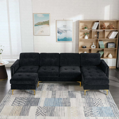 Canapé modulaire convertible en L 110,6 po avec repose-pieds mobile