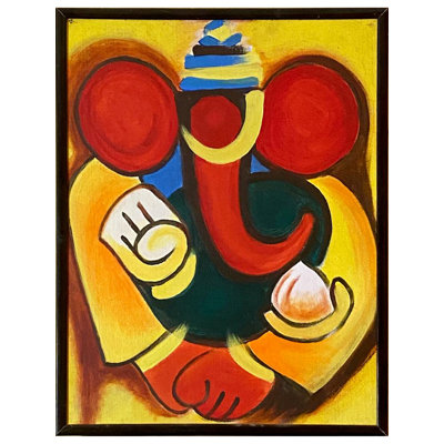Ganesha In Blessing Mudra | Acrylic On Canvas | By Mousumi Chakaraborty