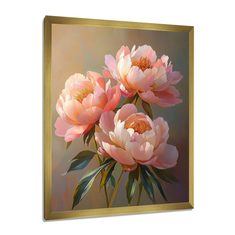Haubrich - Floral Wall Art Prints, H 40 po x l 30 po, Reproduction encadrée sans passe-partout, Doré