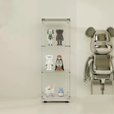 Vitrine en verre blanc avec 3 tablettes et une porte - Élégante unité d'exposition moderne à 3 tablettes pour vos articles
