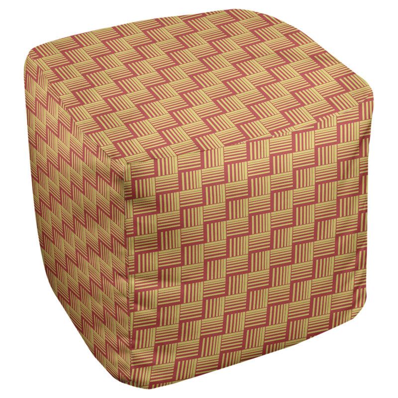 Repose-pieds cubique à rayures classic basketweave, Rouge / Jaune