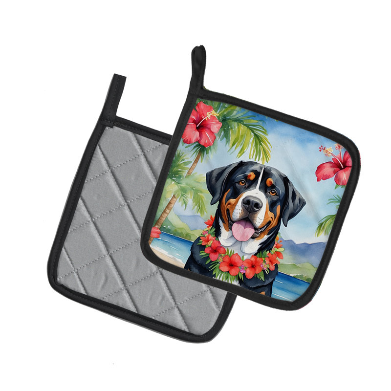 Caroline's Treasures Luau Party Floral Polyester Potholder Set