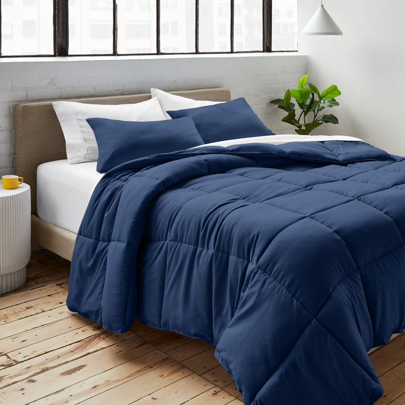 Polyester Solid Colour Bedspread, Single, Dark Blue