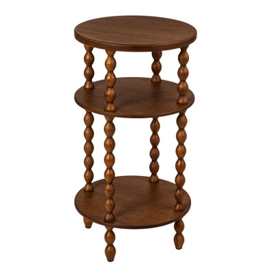 Belcara Bobbin Leg Round Wood Accent Table