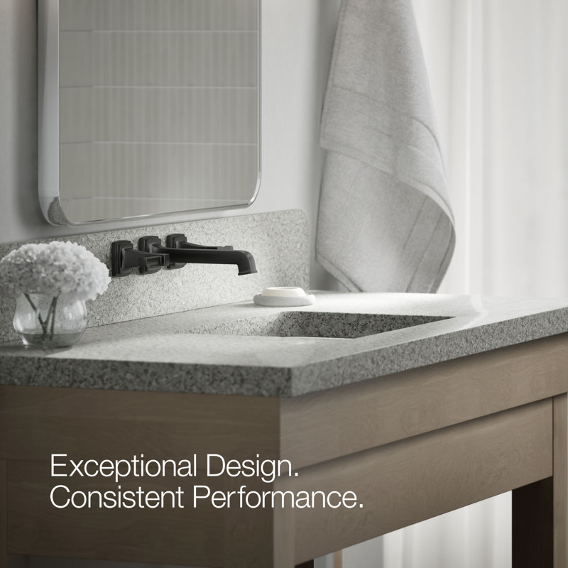 Riff Wall-Mount Bathroom Sink Faucet Trim, Matte Black