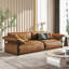 Canapé modulaire orange en cuir véritable-286563424-286563428