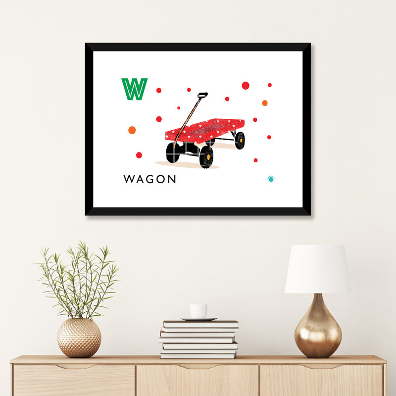 «W Is for Wagon» - impression, Blanc, Papier encadré noir, H 24 po x l 32 po x P 1 po