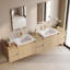 Meuble-lavabo double 84 po avec lavabo en céramique et conception sans poignée-126172226-132948281