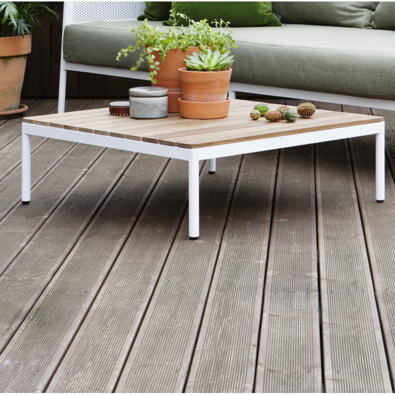 Riad Outdoor Square Coffee Table, Teak, White, 9.75"