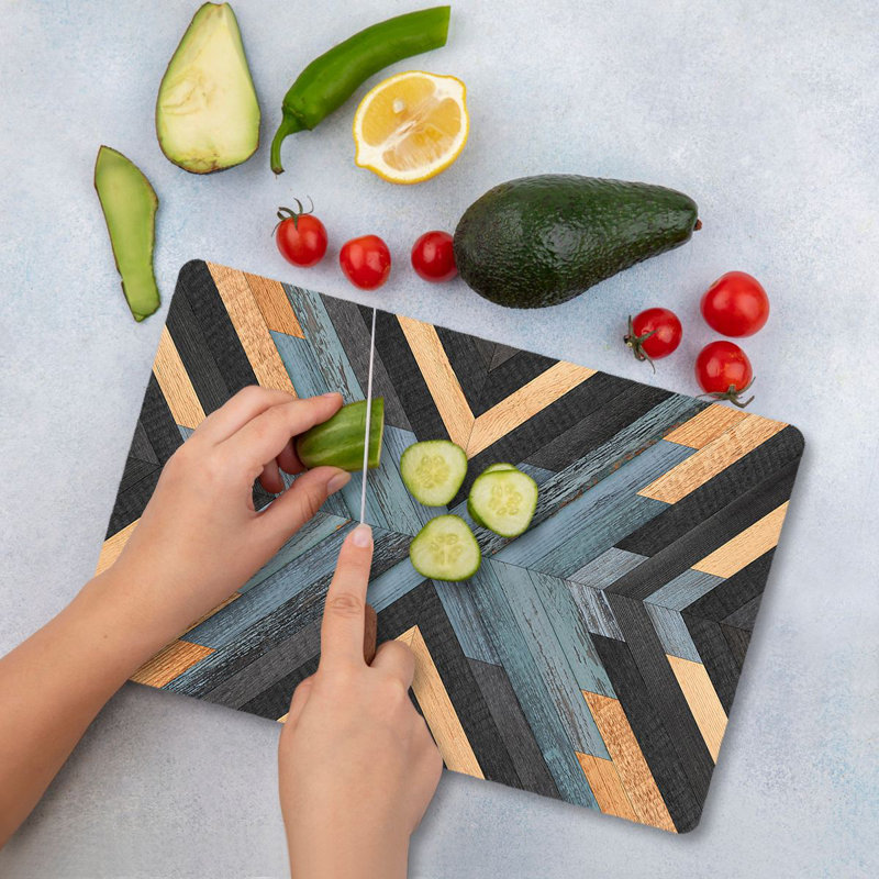 Flourish Premium Tempered Glass Cutting Board, 11.8 x 15.7 inches | Antibacterial, Easy Clean, Non-Slip Silicone Feet | 100% Durable Glass, Thickness: 0.16 inches | Ideal for Kitchen Prep, Safe & Stylish Cooking Solution
