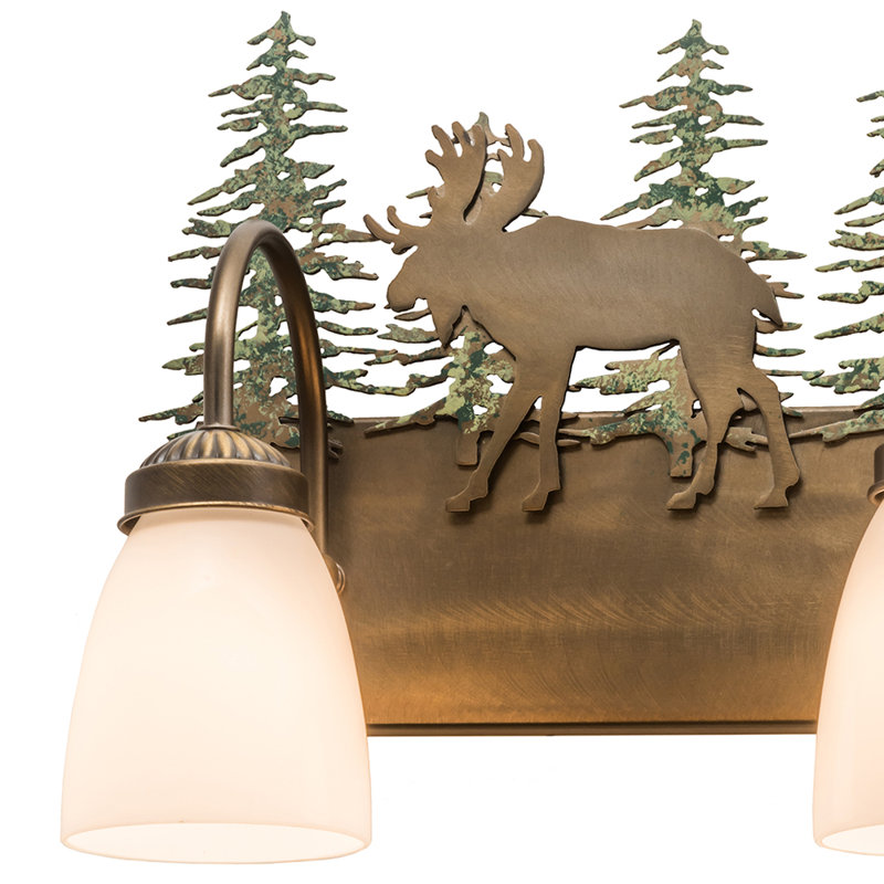 Rustic Lodge 4 - Light Dimmable Vanity Light, Antique Copper/Green