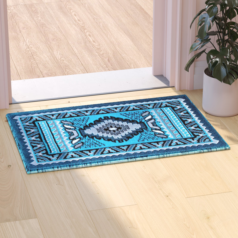 Collection Angie Turquoise Southwestern Western, Rectangle de 2 pi x 3 pi