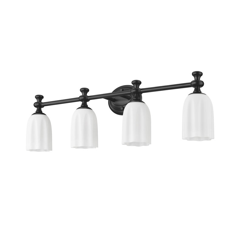 Ensemble de meuble-lavabo 4 lumières Amrutha, Noir mat