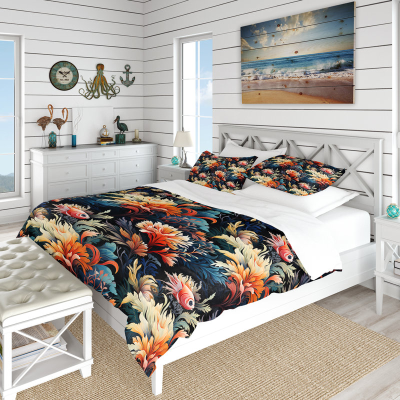 Ensemble de housse de couette Oceanic Harmony, Housse de couette simple + 1 taie décorative stan